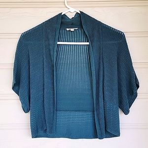 Eileen Fisher PS size Open Cardigan Dohlman Sleeve Tencel Green/Teal Knit